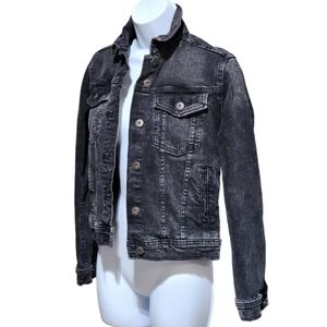 **Coming Soon**ZARA Black Denim Crop Frayed Buttoned Front Jacket Small